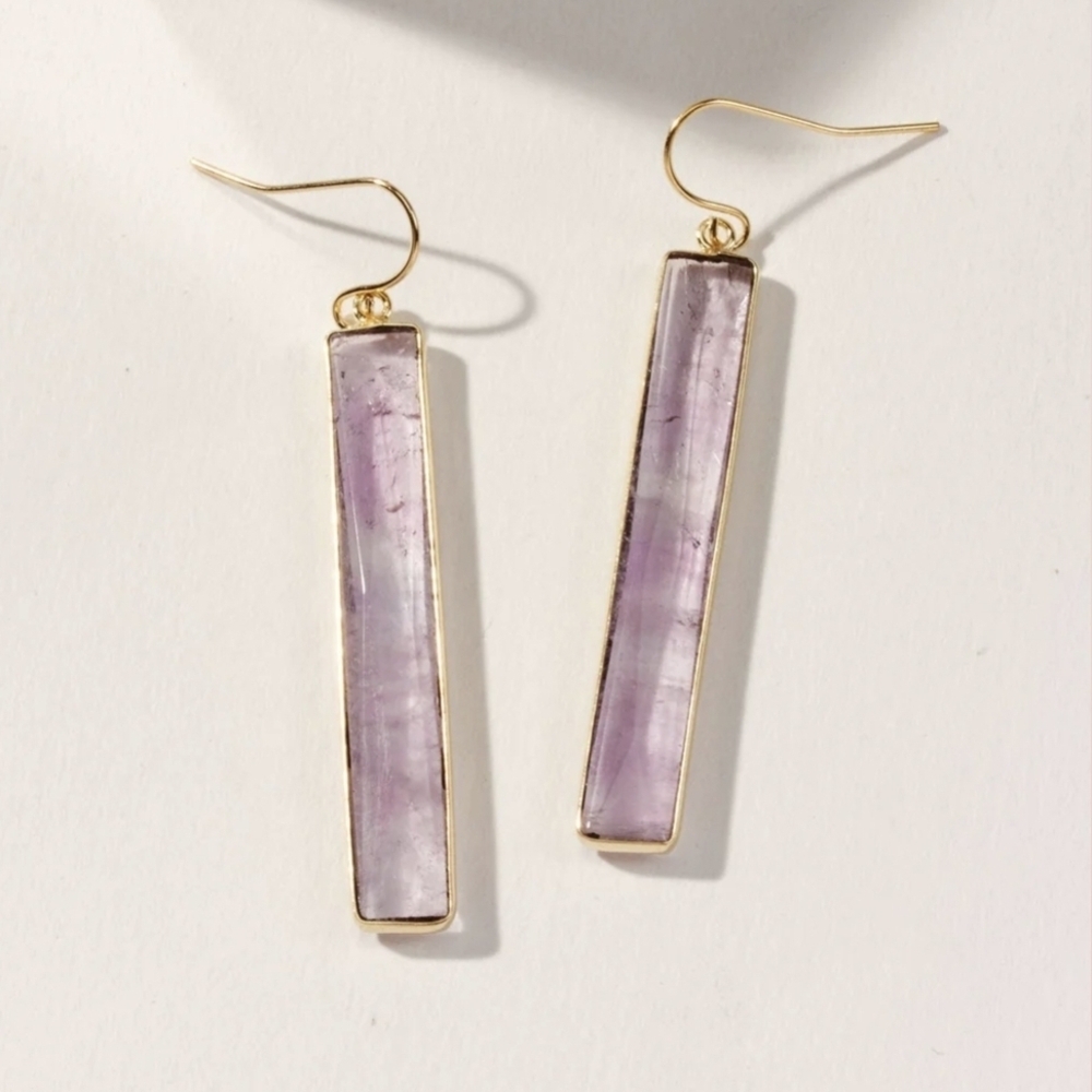 Elegant Purple and Gold Drop Earrings